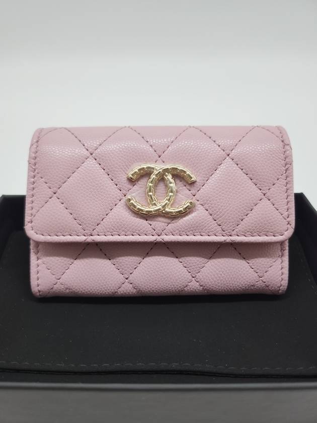 Season CC logo snap zipper card wallet caviar pink AP4093 - CHANEL - BALAAN 2