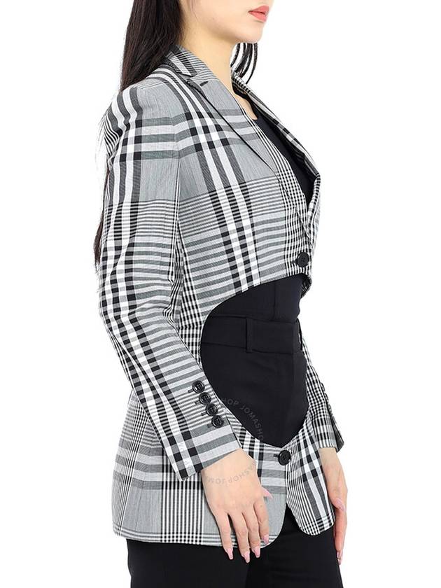 Women's Check Single Breasted Technical Blazer Jacket Gray Black - BURBERRY - BALAAN 4