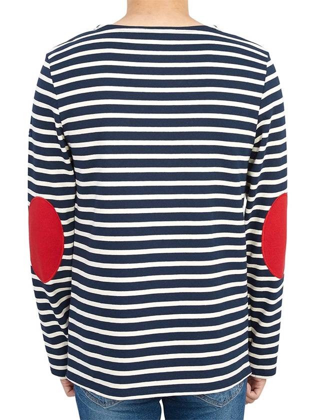 Meridien Mode Elbow Patch Striped Long Sleeve T-Shirt Marine Ecru - SAINT JAMES - BALAAN 5