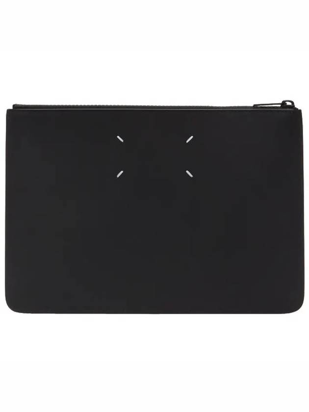 Maison Margiela Signature 4 Bar Stitch Logo All Black Smooth Leather Clutch Bag - MAISON MARGIELA - BALAAN 1