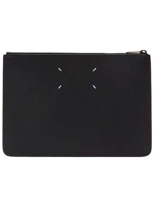 Maison Margiela Signature 4 Bar Stitch Logo All Black Smooth Leather Clutch Bag - MAISON MARGIELA - BALAAN 1