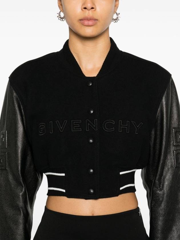 Embossed 4G Emblem Cropped Varsity Bomber Jacket Black - GIVENCHY - BALAAN 6