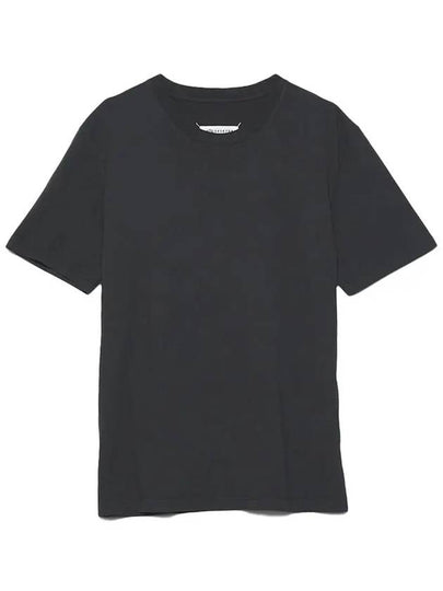 Back Stitch Crew Neck Organic Cotton Short Sleeve T-Shirt Black - MAISON MARGIELA - BALAAN 2