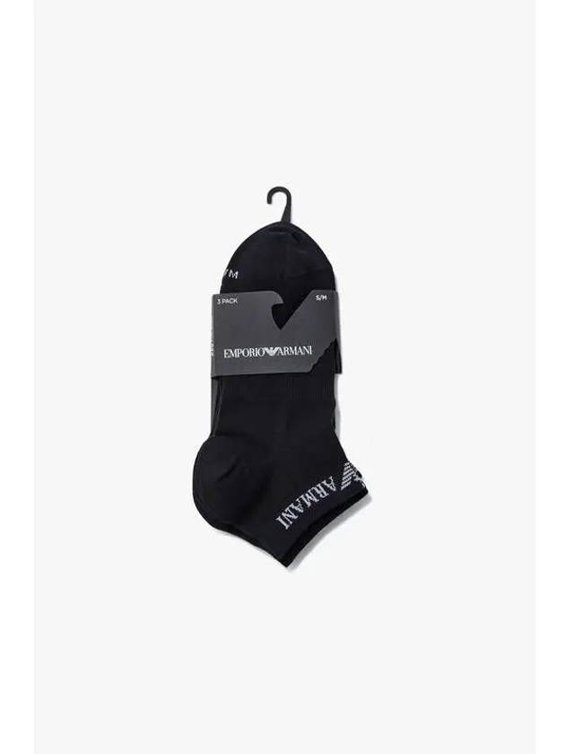 UNDERWEAR Men s Eagle Logo Short Neck Socks 3PACK Black - EMPORIO ARMANI - BALAAN 1