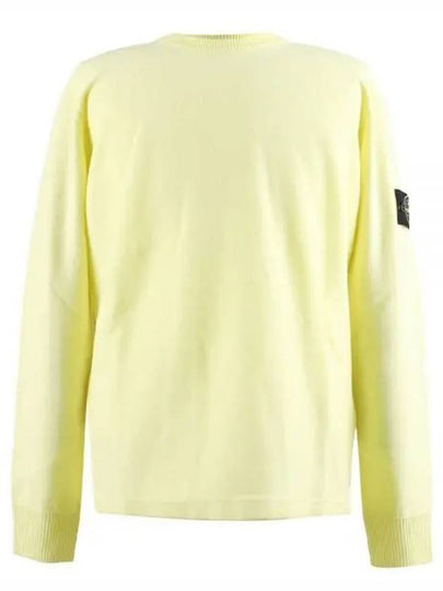 Men's Wappen Patch Crew Neck Wool Knit Top Yellow - STONE ISLAND - BALAAN 2