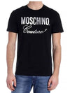 Silver Tone Logo Print Cotton Short Sleeve T-Shirt Black - MOSCHINO - BALAAN 2