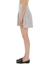 Women's Mini Drop Back Seersucker Pleated Skirt Grey - THOM BROWNE - BALAAN 4