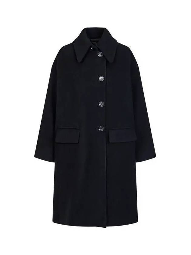 Women s Brushed Wool Button Up Collar Coat Black 270511 - EMPORIO ARMANI - BALAAN 1