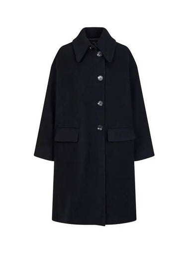 Women s Brushed Wool Button Up Collar Coat Black - EMPORIO ARMANI - BALAAN 1