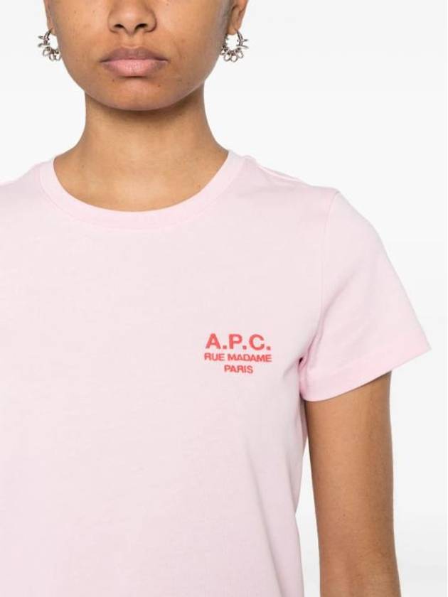 Denise Embroidered Logo Short Sleeve T-shirt Pink - A.P.C. - BALAAN 6