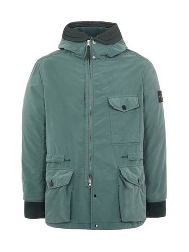 David Waffen Patch Zip-up Hooded Jacket Sage Green - STONE ISLAND - BALAAN 1