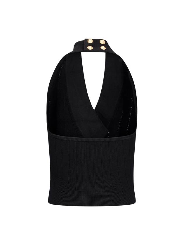 Halterneck Knit Top Sleeveless Black - BALMAIN - BALAAN 3