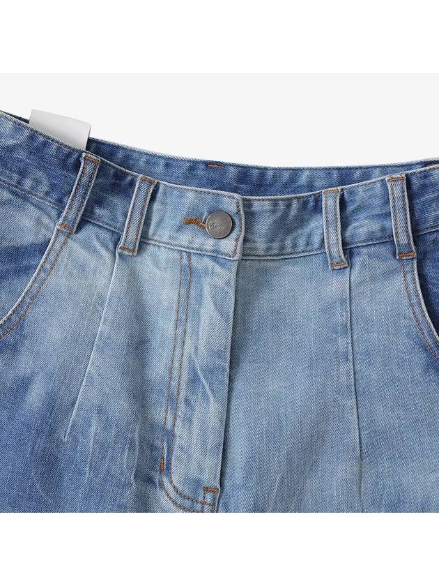 Crease Washed Wide Denim Pants Blue - NOIRER FOR WOMEN - BALAAN 5