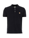 Fox Head Patch Cotton Polo Shirt Black - MAISON KITSUNE - BALAAN 1