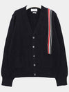 RWB Striped Intarsia Cotton Cardigan Navy - THOM BROWNE - BALAAN 2