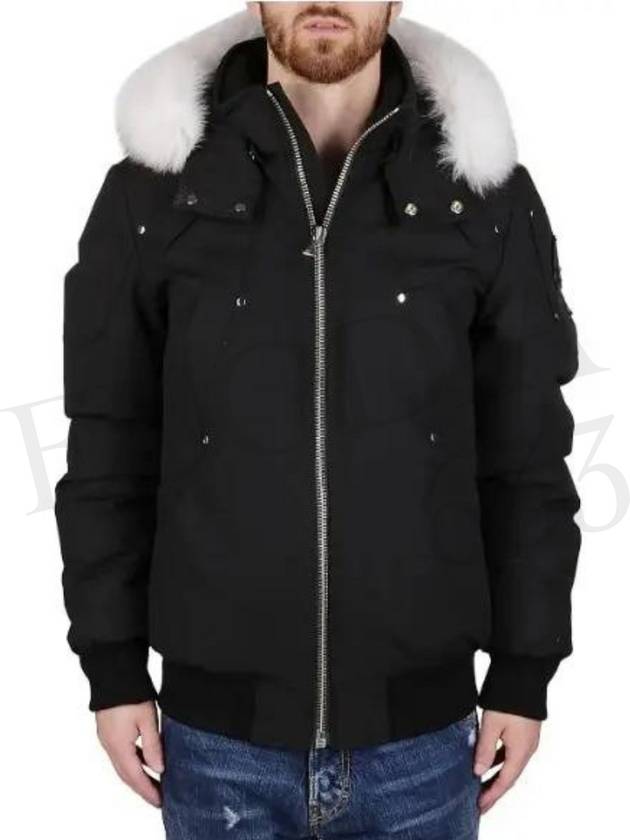 Men's Ballistic Bomber Jacket White Fox Fur Black - MOOSE KNUCKLES - BALAAN 8