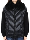 Fur Collar Padded Wool Alpaca Cardigan Black - MONCLER - BALAAN 2