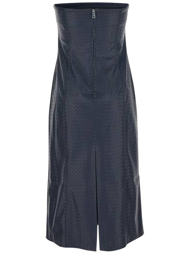 Blue Midi Bustier Dress In Braided Eco Leather Woman - ROTATE - BALAAN 2