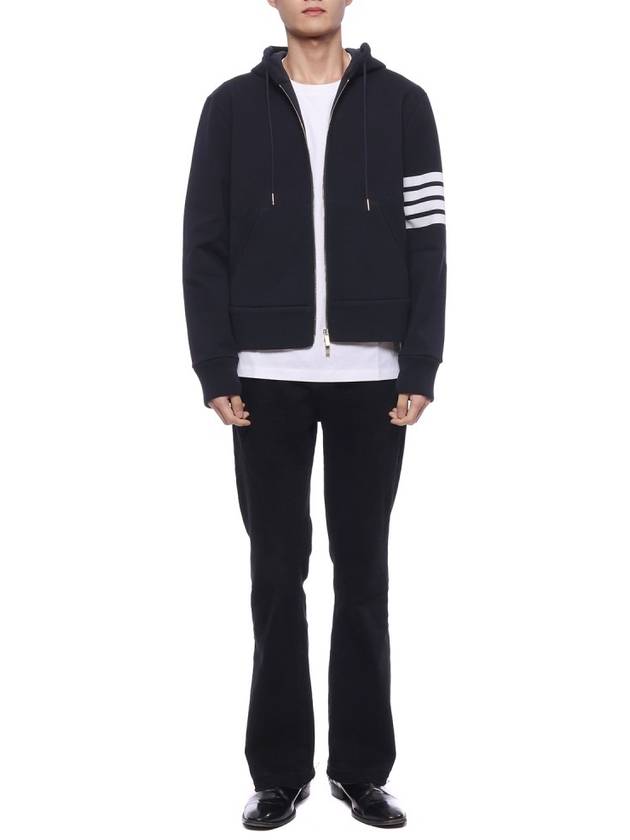 Men's Diagonal Armband Zip Up Hoodie Navy - THOM BROWNE - BALAAN 4