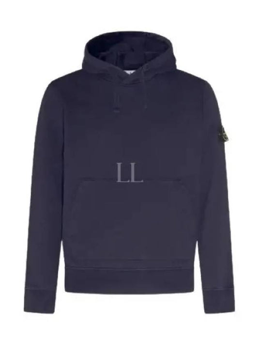 Logo Patch Drawstring Hoodie Navy - STONE ISLAND - BALAAN 2