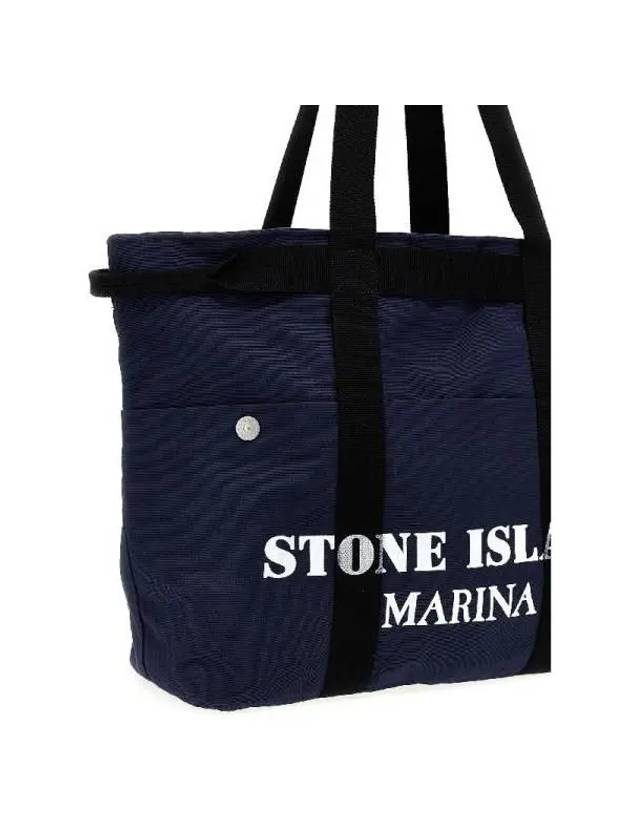 Marina Canvas Tote Bag Blue - STONE ISLAND - BALAAN 4