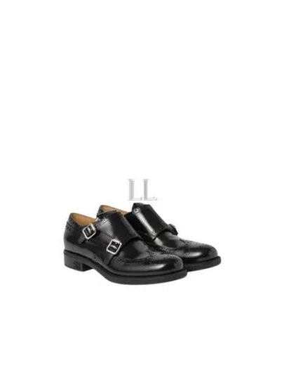 Brogue Leather Monk Strap Black - MIU MIU - BALAAN 2