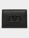 V Logo Signature Card Wallet Black - VALENTINO - BALAAN 1