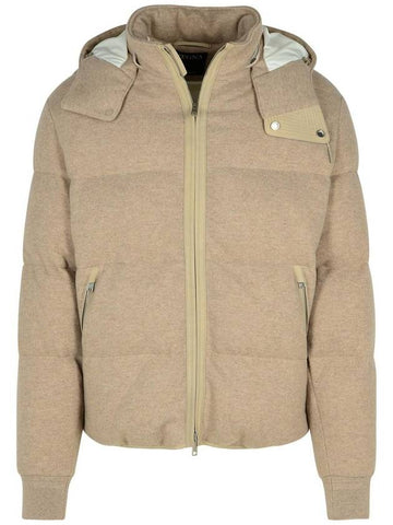 Zegna Beige Cashmere Down Jacket - ERMENEGILDO ZEGNA - BALAAN 1