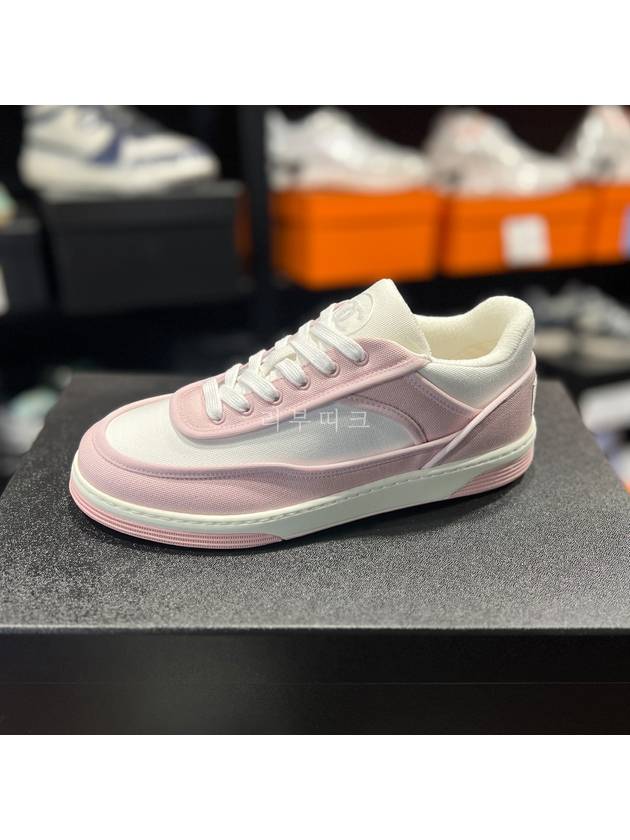 CC Logo Tennis Sneakers Pink White G37488 - CHANEL - BALAAN 3