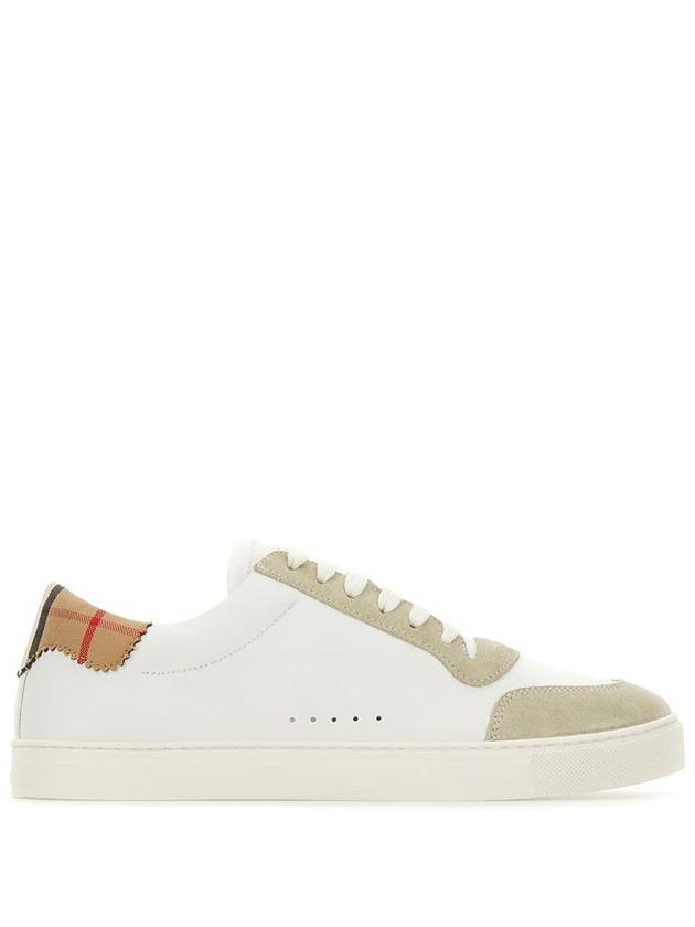 Leather Suede Check Cotton Low Top Sneakers White - BURBERRY - BALAAN 2