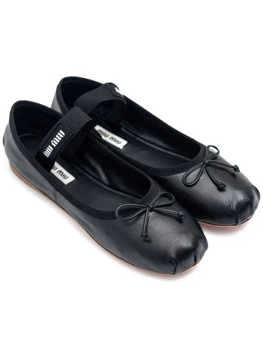 Women's Logo Leather Ballerinas Black - MIU MIU - BALAAN 2