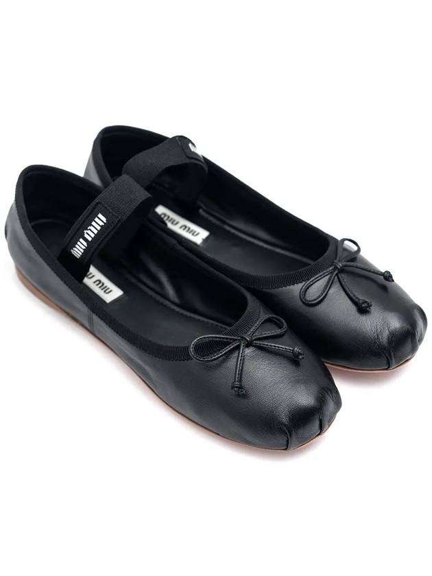 Women's Logo Leather Ballerinas Black - MIU MIU - BALAAN 3