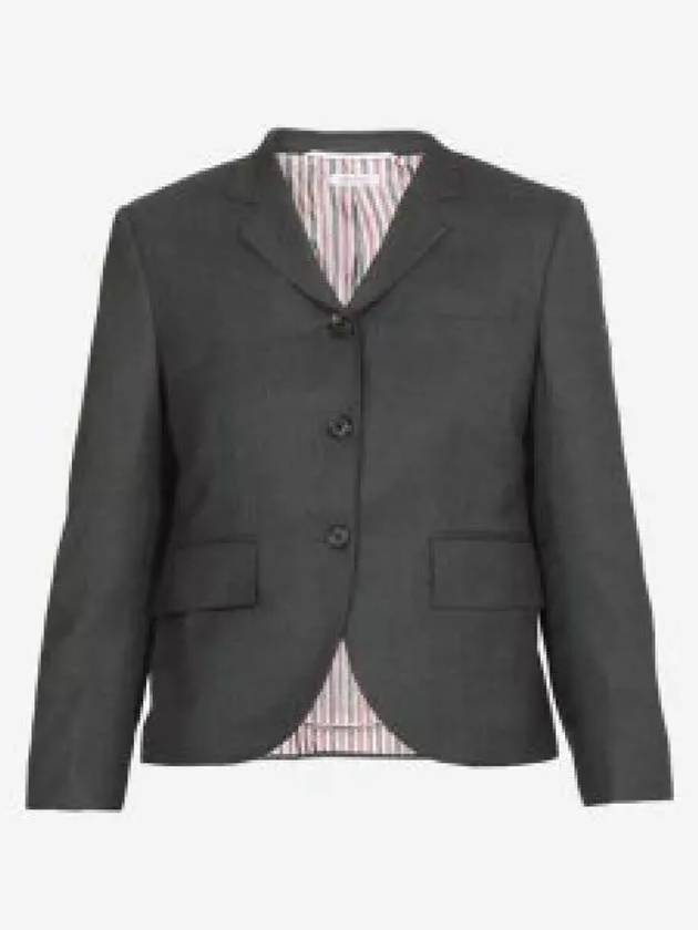 Women's Twill Slim Fit Single Breasted Wool Jacket Dark Gray - THOM BROWNE - BALAAN 2