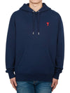 Small Heart Logo Cotton Hoodie Blue - AMI - BALAAN 2