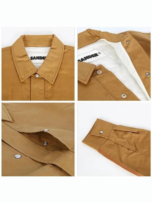 Button Cotton Denim Jacket Dark Beige - JIL SANDER - BALAAN 5