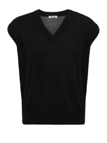 Super Fine Cashmere Silk Knit Vest Top Black A24SV03SC - AURALEE - BALAAN 1