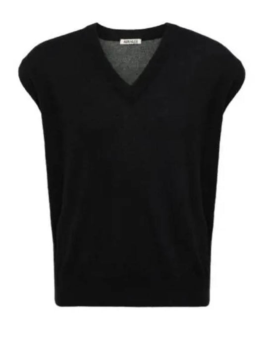 Super Fine Cashmere Silk Knit Vest Top Black A24SV03SC - AURALEE - BALAAN 1