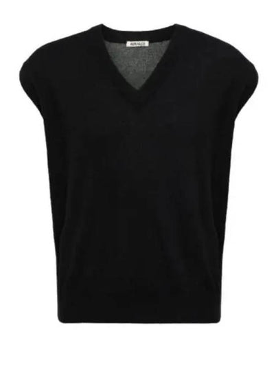 Super Fine Cashmere Silk Knit Vest Top Black A24SV03SC - AURALEE - BALAAN 1