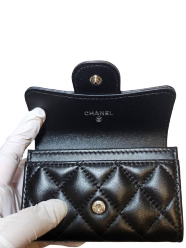 Classic Card Holder Lambskin Black Metal Black - CHANEL - BALAAN 8