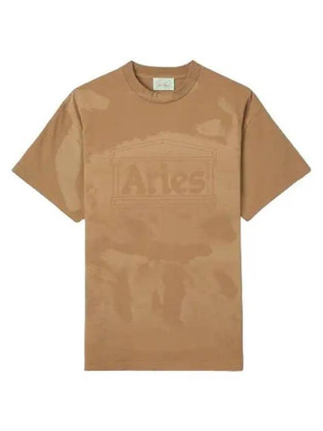 Aries Sunbleached Mega Temple Short Sleeve T Shirt Camel Tee - ARIES - BALAAN 1