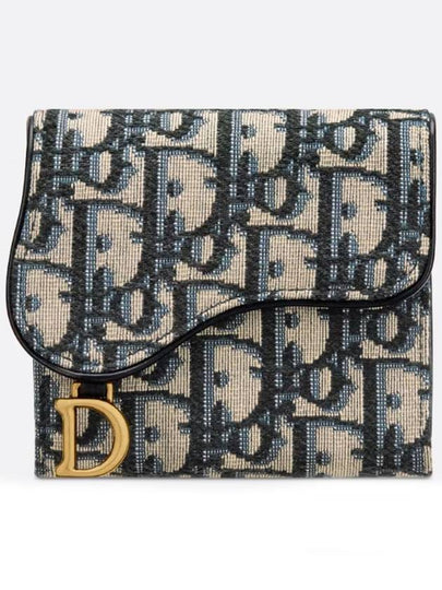 Saddle Lotus Wallet Blue  Oblique Jacquard - DIOR - BALAAN 2