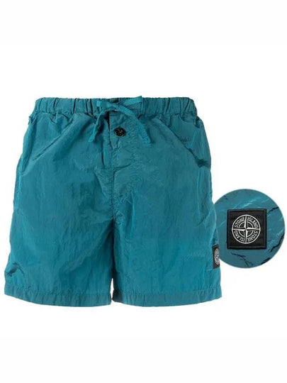 Logo Patch Nylon Metal Swim Shorts Blue - STONE ISLAND - BALAAN 2