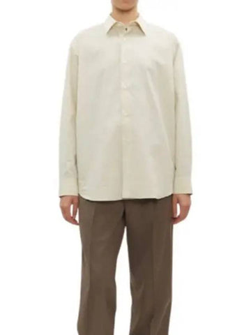 WASHED FINX TWILL SHIRT LIGHT BEIGE A24AS01TN Fins - AURALEE - BALAAN 1