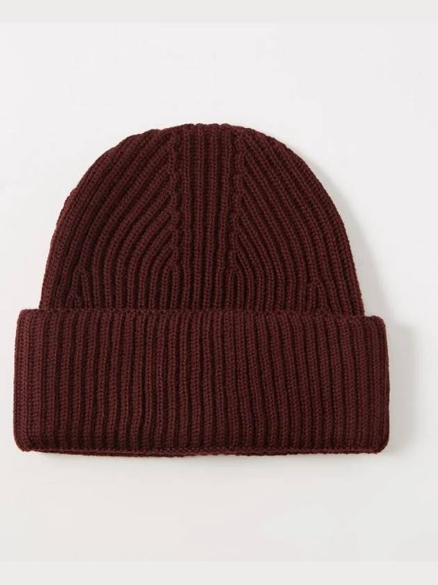 Fox Head Patch Ribbed Beanie Wine Lees - MAISON KITSUNE - BALAAN 7