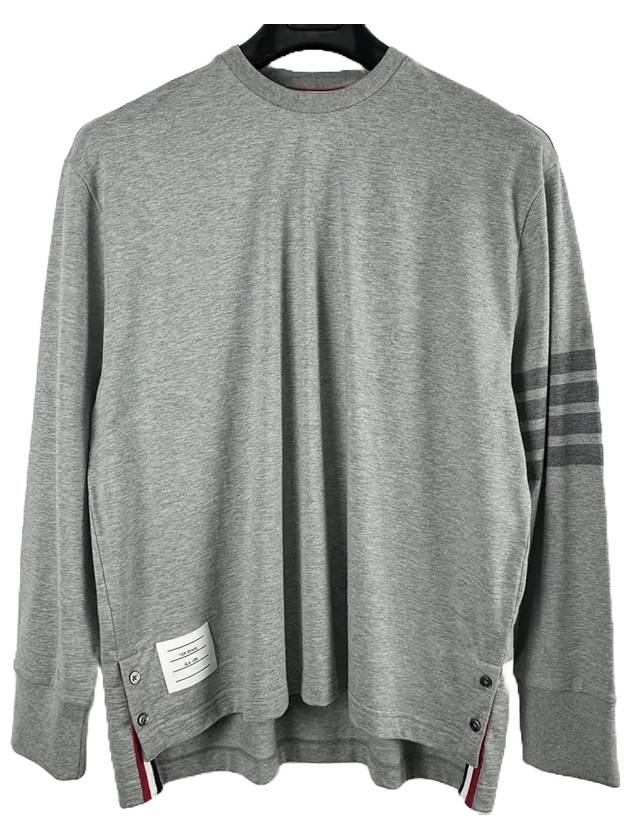 Diagonal Rugby Long Sleeve T Shirt Grey - THOM BROWNE - BALAAN 2