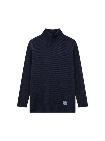 Women s Smiley Patch Ribbed Knit Dark Navy - ARMANI EXCHANGE - BALAAN 1