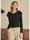 Daylily Big Collar Long Sleeve T-Shirt Black - MICANE - BALAAN 2