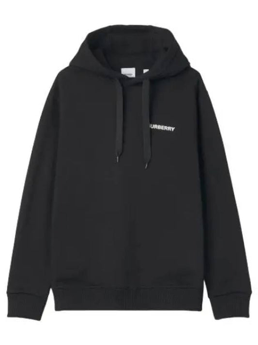 Printed Cotton Blend Hooded Black Sweatshirt - BURBERRY - BALAAN 1