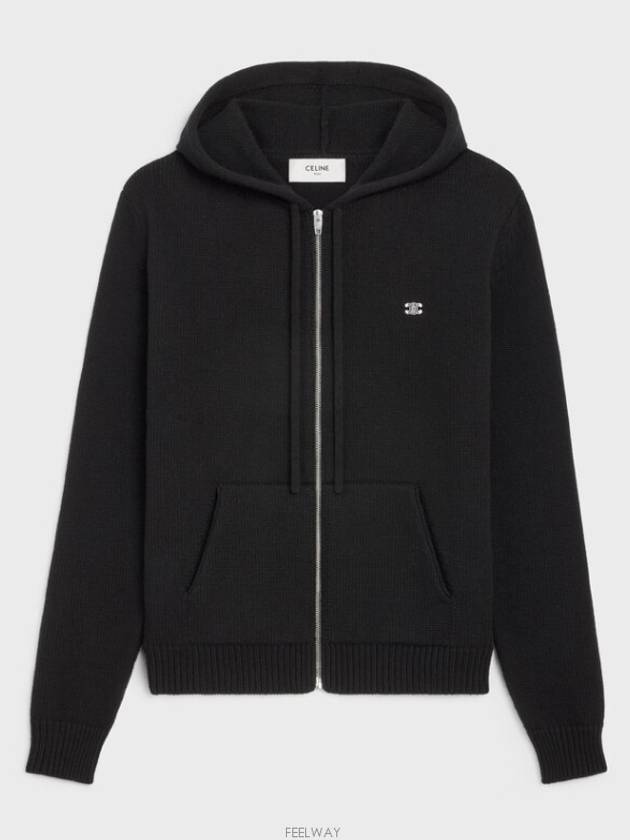 Triomphe Wool Zip-Up Hoodie Black - CELINE - BALAAN 2