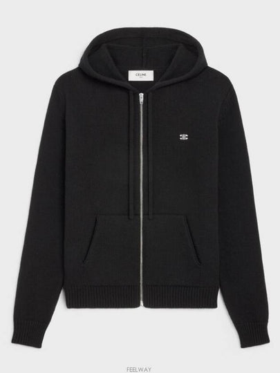 Triomphe Wool Zip-Up Hoodie Black - CELINE - BALAAN 2